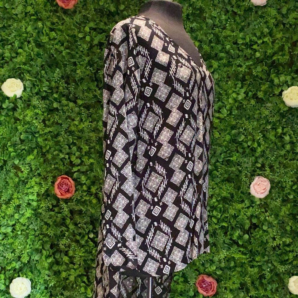 Batik Print High-Low Button Down Tunic